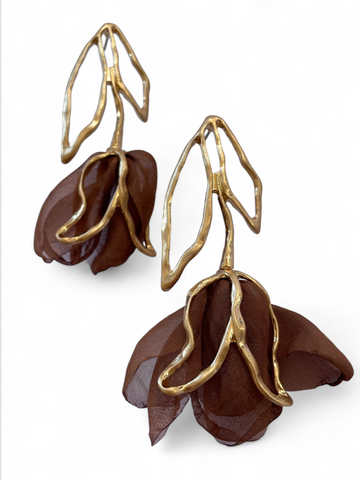 Boucles d'oreilles Tulipe Marron