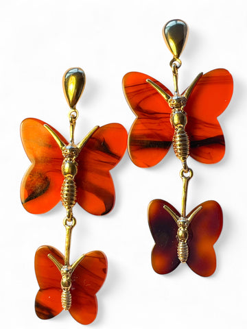 Boucles d'oreilles Papillon Rouge