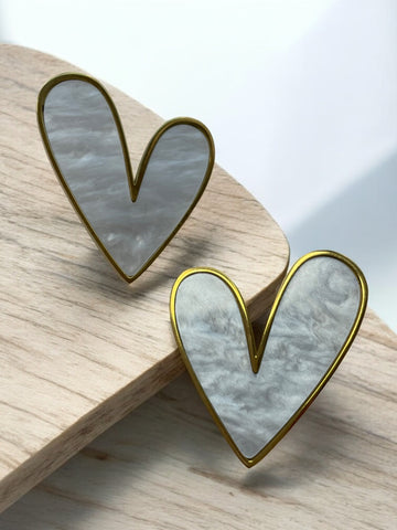 Boucles d'oreilles Cœur Blanc