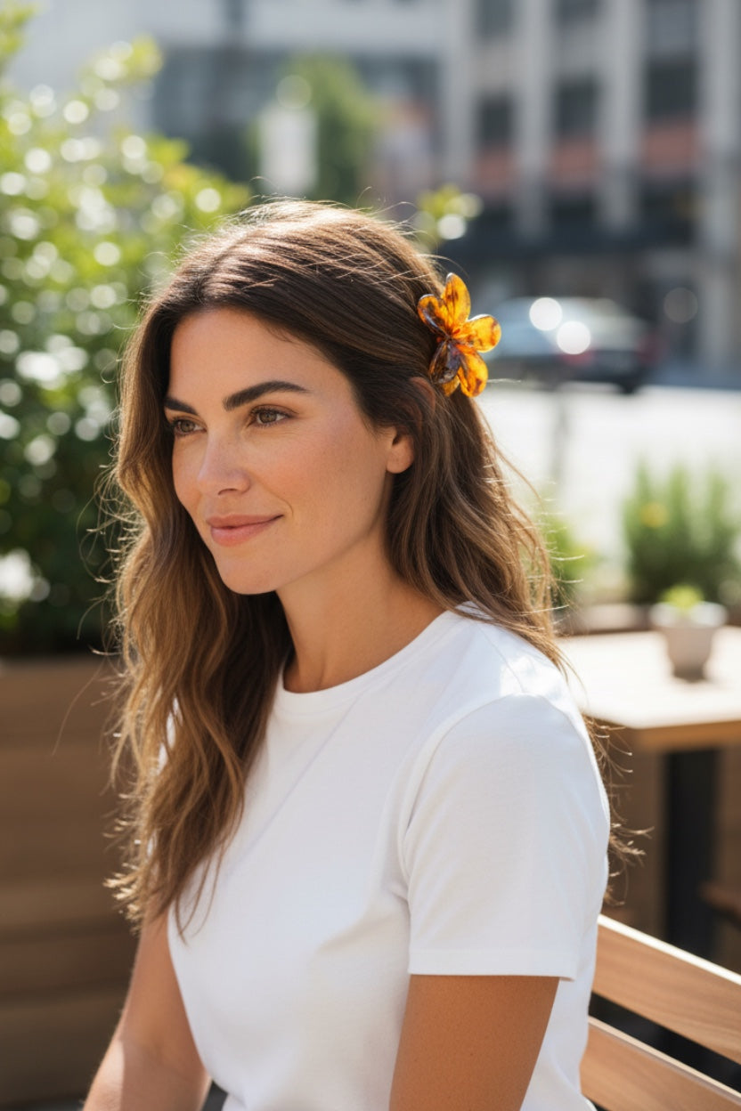 Barrette Fleur Fauve