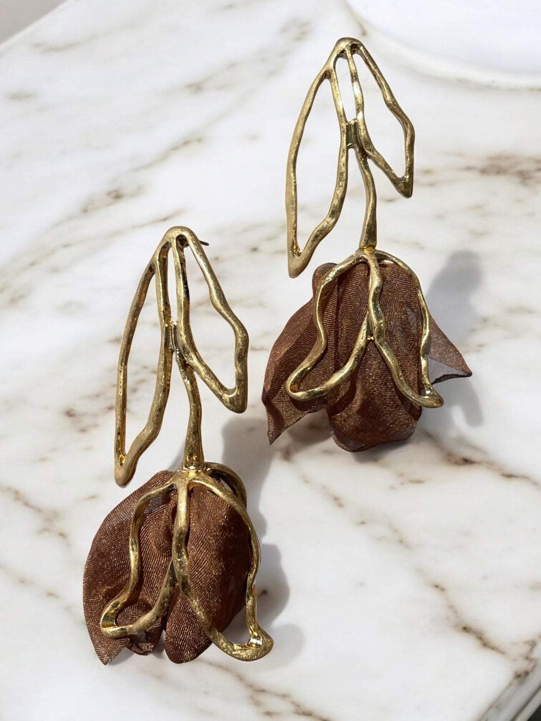 Boucles d'oreilles Tulipe Marron
